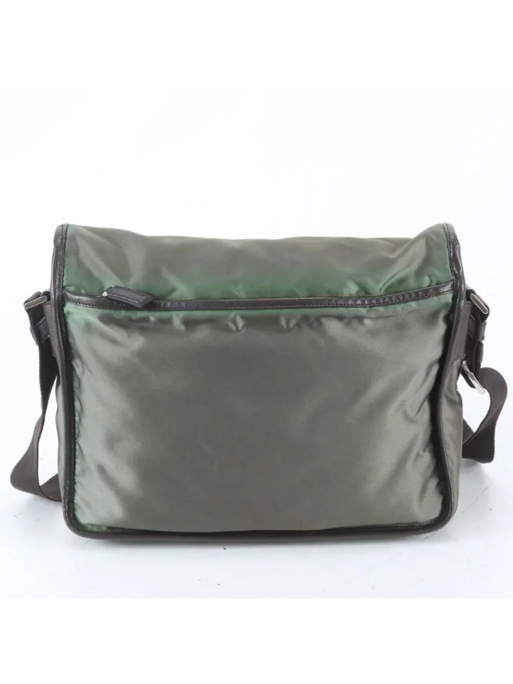 Prada White Tag Tessuto Nylon Triangle Logo Leather Shoulder Bag Messenger